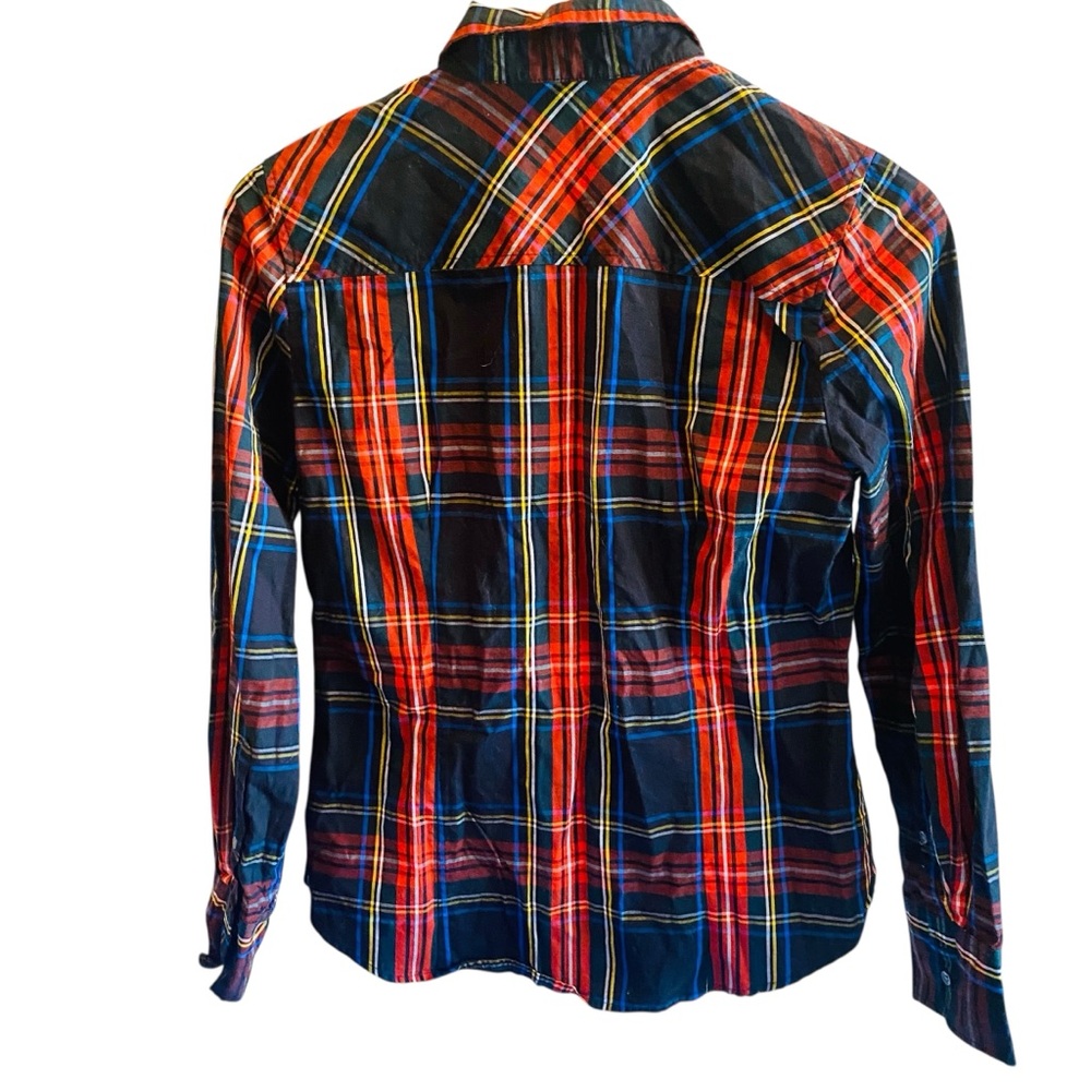 J Crew NWT Slim stretch perfect shirt in black Stewart tartan, size 0 - Picture 5 of 9